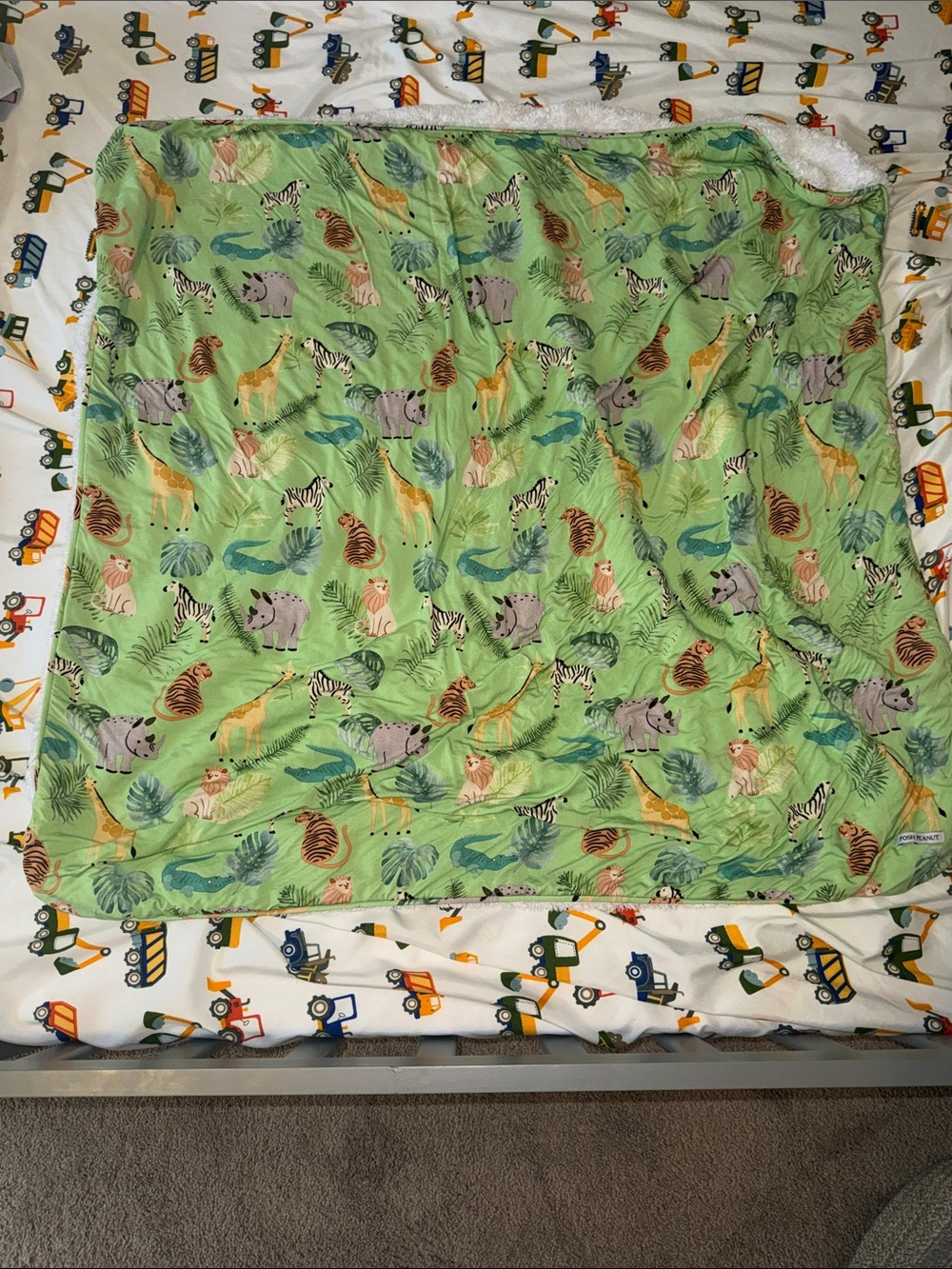 Green Jungle Animal Baby Blanket. Posh peanut.